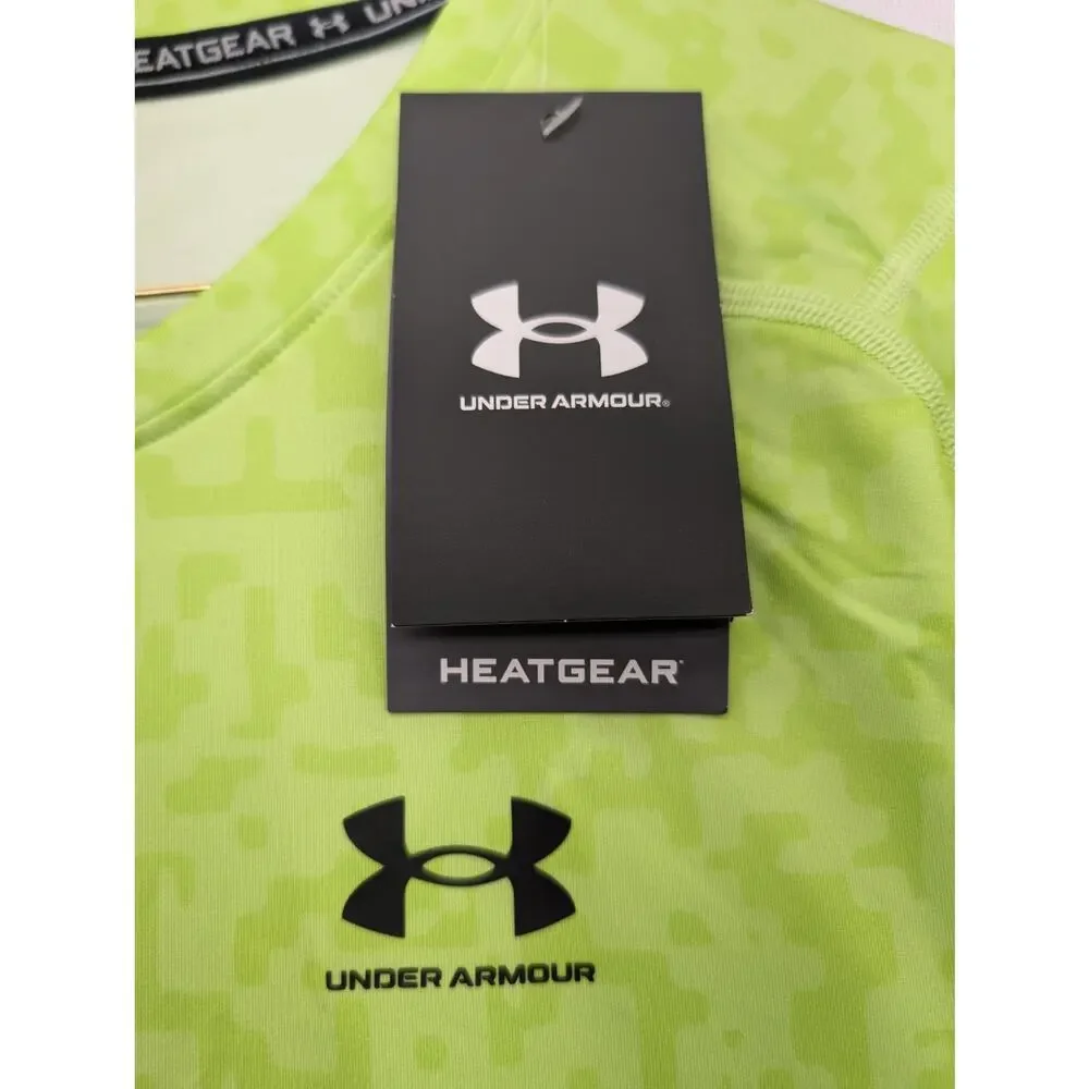NWT Under Armour HeatGear Printed Men's Short Sleeve in Morph Green size XL